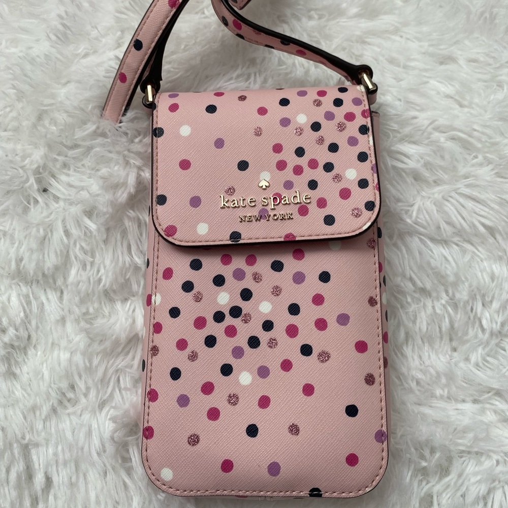 kate spade Pink Polka Dot Crossbody Phone Bag